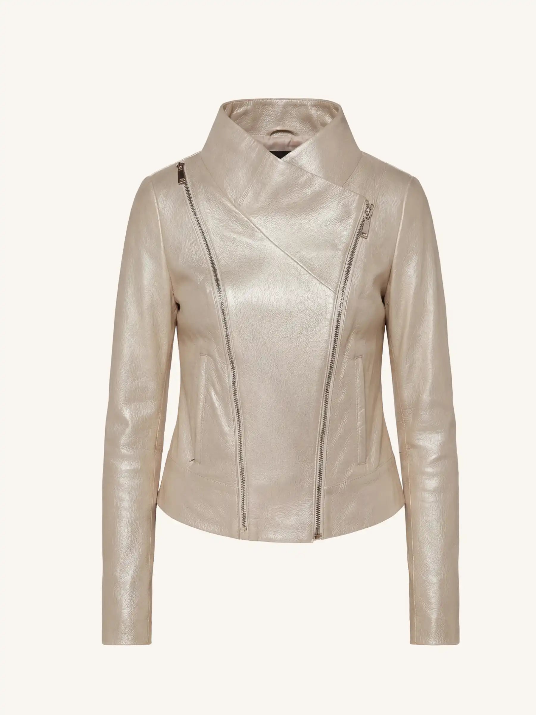 Silver leather jacket on a white background