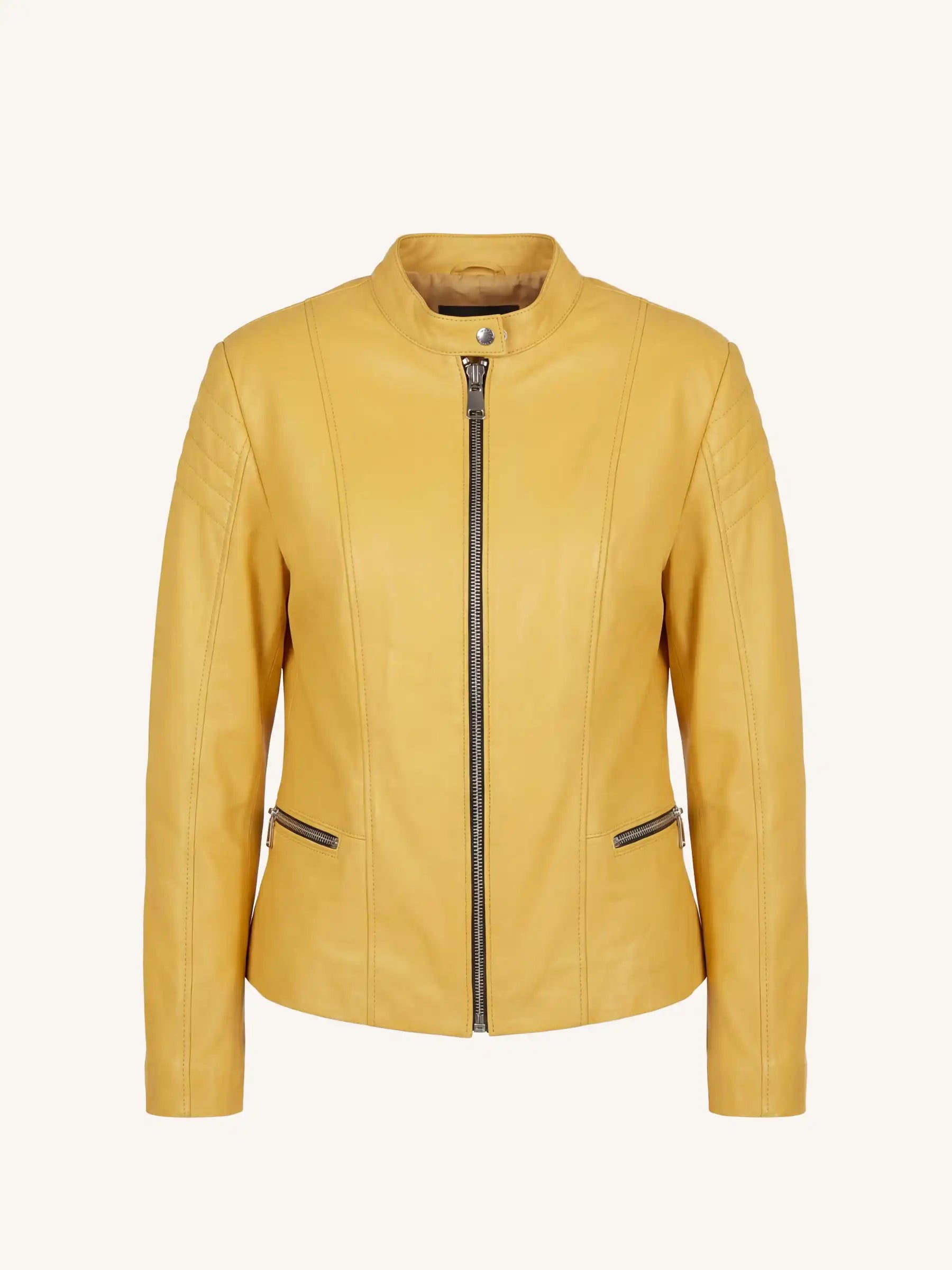 Yellow leather jacket on a white background